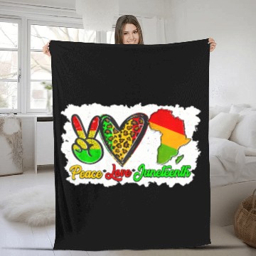 Discover Peace Love Junenth Pride Black Africa American Fleece Blankets