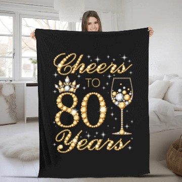 Discover Cheers To 80 Years 80Th Queen'S 80 Fleece Blankets
