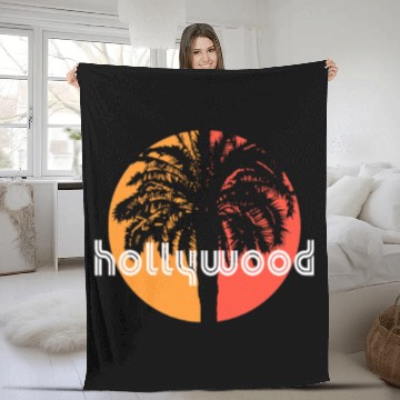 Discover Hollywood California Artistic Vacation Souvenir Fleece Blankets