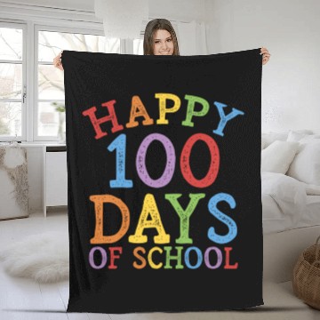 Discover Happy 100 Days Of School 100Th Day Rainbow Fleece Blankets