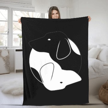 Discover Yin Yang Dachshund Dog Symbol Zen Meditation Fleece Blankets