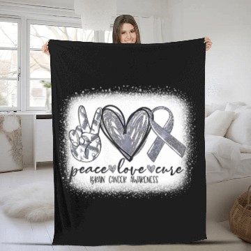 Discover DMM755779Peace Love Cure Gray Ribbon Brain Cancer Fleece Blankets
