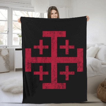 Discover Distressed Jerusalem Cross Knights Templar Fleece Blankets