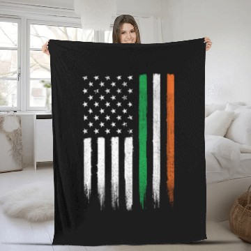 Discover Patriotic Irish American Flag Ireland St Patrick'S Fleece Blankets