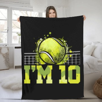 Discover I'm 10 Racket Sports Tennis Player Kid 10th Fleece Blankets