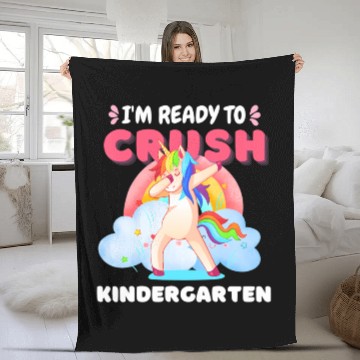 Discover Kindergarten Unicorn Rainbow Back to School Fleece Blankets