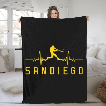 Discover San Diego Baseball Heartbeat Sd Game Day Padre Fleece Blankets