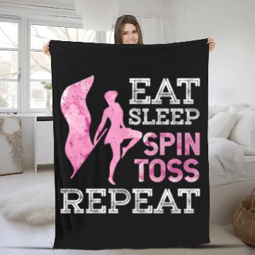 Discover Eat Sleep Spin Toss Repeat Color Guard Winter Marc Fleece Blankets