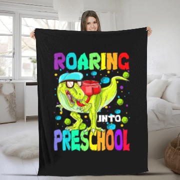 Discover Roaring Into Preschool T Rex Back to School Dinosa Fleece Blankets