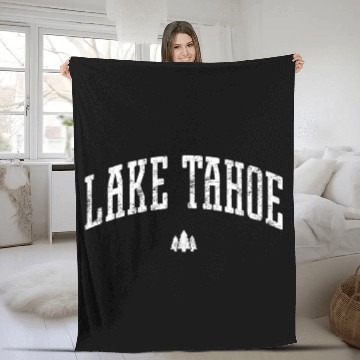 Discover Lake Tahoe Tree Icon Fleece Blankets
