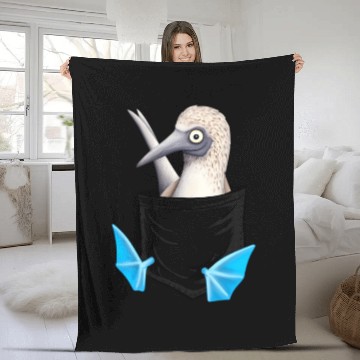 Discover Bird Drawing Fancy Blue Foot Booby In Pocket Fleece Blankets