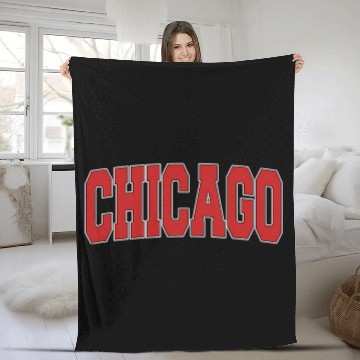 Discover Chicago Il Illinois Varsity Style Usa Sports Fleece Blankets