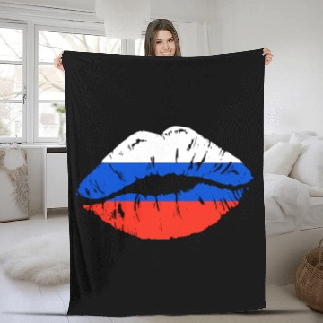 Discover Russian Flag Lips For Russians Russia Fleece Blankets