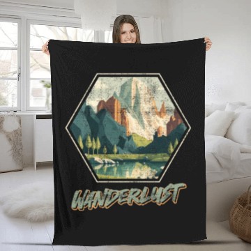 Discover Wanderlust Mountaineer Hiking Mountain love Fleece Blankets