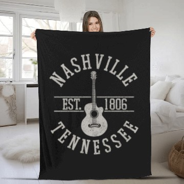 Discover Nashville Country Music City Guitar Fleece Blankets