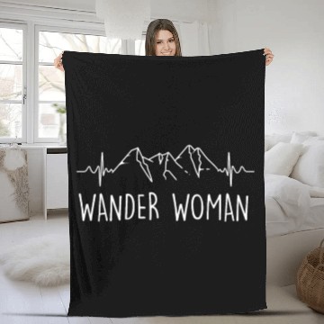 Discover Wanderwoman Hiker Mountaineer Wanderlust Fleece Blankets