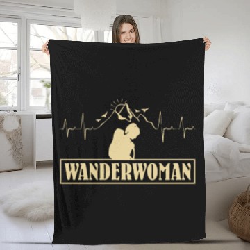 Discover Wanderwoman Mountaineer Wanderlust Hiker Fleece Blankets