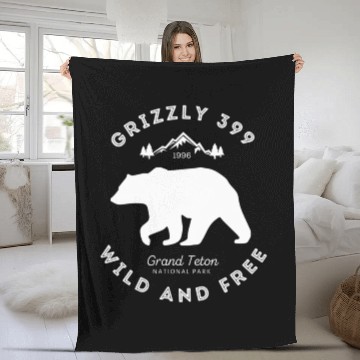 Discover Grizzly 399 Wild Free Grand Teton National Park Fleece Blankets