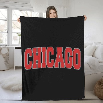 Discover Chicago Il Illinois Varsity Style Usa Sports Fleece Blankets