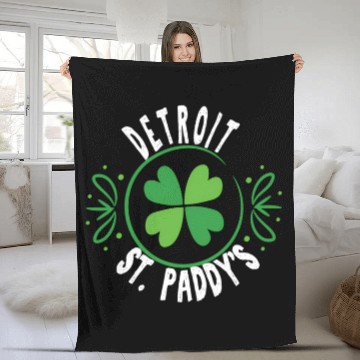 Discover Detroit St PatricDay St Paddys 313 Area Code Fleece Blankets