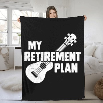 Discover Ukulele My Retirement Plan Instrument Image Fleece Blankets