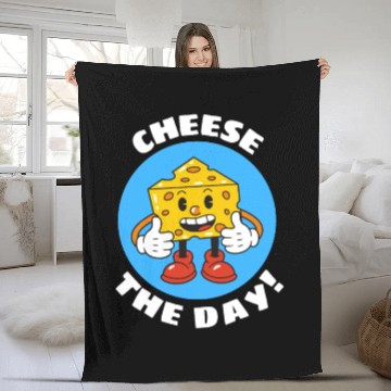Discover Cheese The Day | Cheese Pun Fleece Blankets