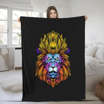 Discover Horoscope lion head astrology as a star sign lion Fleece Blankets