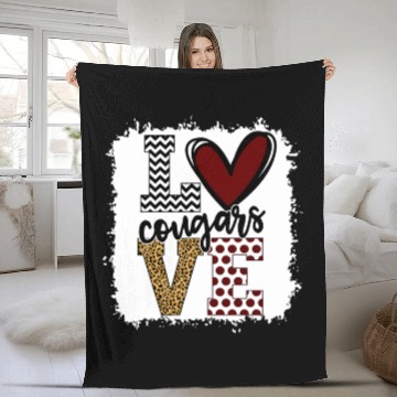 Discover Cougars Mascot Love School Spirit Fantastic Fleece Blankets