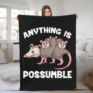 Discover Opossum Anything Is Possumble Possum Family Fleece Blankets