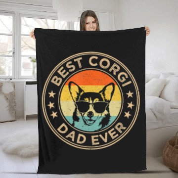 Discover Corgi Dog Lover Vintage Sunset Fleece Blankets