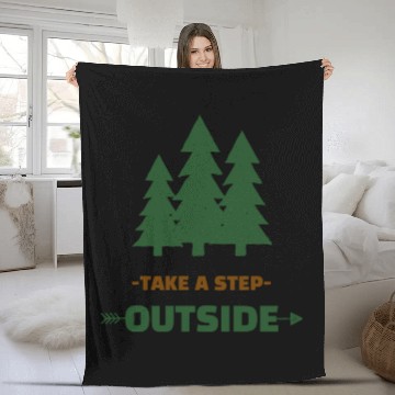 Discover Take A Step Outside Camping Fleece Blankets