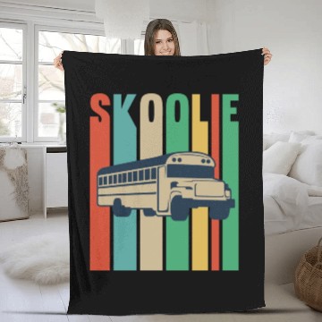Discover Skoolie Design For A School Bus Lover Fleece Blankets
