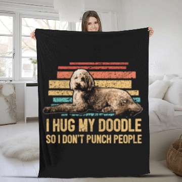 Discover I Hug My Doodle Retro Goldendoodle Dog Dad Doodle Fleece Blankets