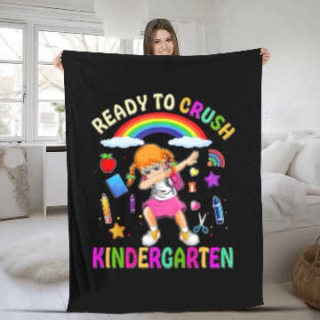 Discover Ready To Crush Kindergarten Cute Dabbing Girl Back Fleece Blankets