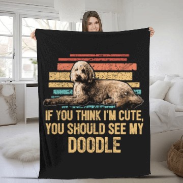 Discover You Should See My Doodle Retro Goldendoodle Dog Fleece Blankets