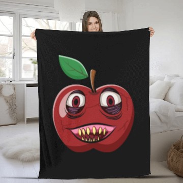 Discover Scary Red Apple Fruit Zombie Fleece Blankets