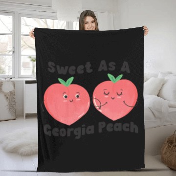 Discover Sweet As A Georgia Peach Cute Funny Southern Fleece Blankets