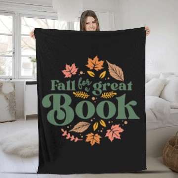 Discover Fall For A Great Book Reading Librarian Autumn Fleece Blankets