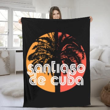 Discover Santiago de Cuba Artistic Vacation Souvenir Palm Fleece Blankets