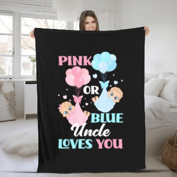 Discover Pink Or Blue Uncle Loves You Uncle Gender Reveal P Fleece Blankets
