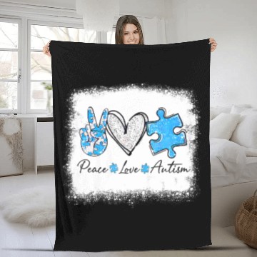 Discover Peace Love Autism Fleece Blankets