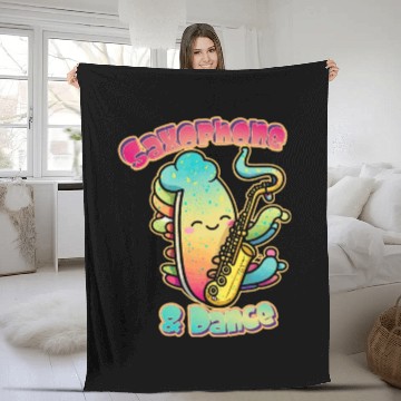 Discover Rainbow Saxophone and Dance Fleece Blankets