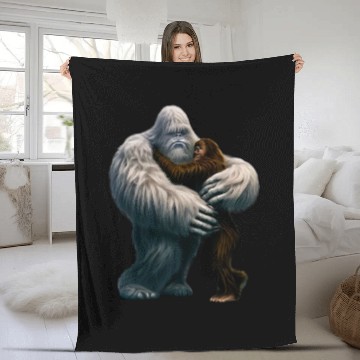 Discover Yeti hugs Bigfoot Fleece Blankets