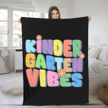 Discover Kindergarten Vibes First Day Back to School Teache Fleece Blankets
