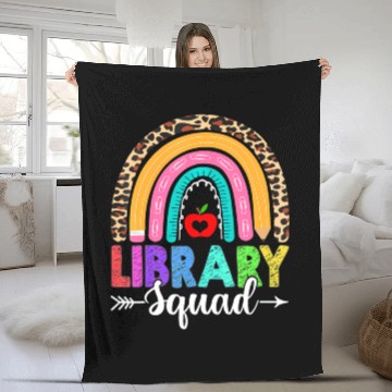 Discover Library Squad Rainbow Leopard Teacher Back To Scho Fleece Blankets