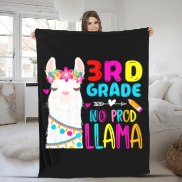 Discover Team 3rd Grade Teacher Rainbow No Prob Llama Back Fleece Blankets