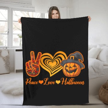 Discover Peace Love Halloween Celebrate Halloween Day Fleece Blankets