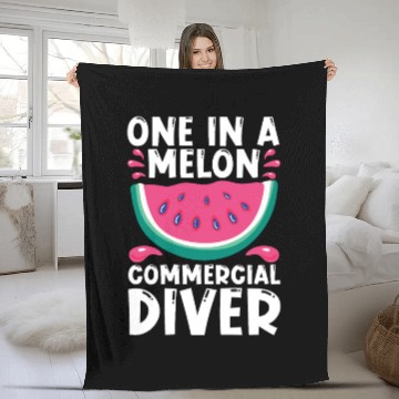 Discover Diving Diver Melon Commercial Diving Fleece Blankets