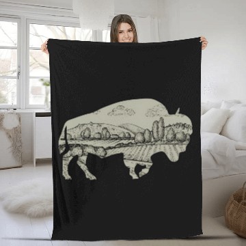 Discover Landscape Buffalo Bison Fleece Blankets
