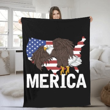 Discover Us Flag Merica Pride Patriot Proud American Bald Fleece Blankets